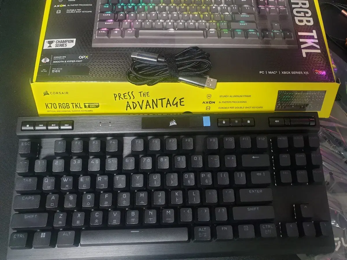 커세어 K70 RGB TKL OPX 8K 광적축 한글판 키보드